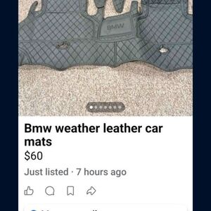 BMW Black Quilted Leather-Style Car Floor Mat Set